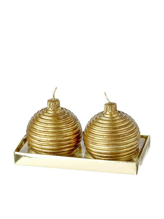 JK Home Decoration Christmas Gold Candle 2pcs