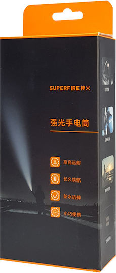 Superfire Επαναφορτιζόμενος Φακός LED IP46 με Μέγιστη Φωτεινότητα 1100lm