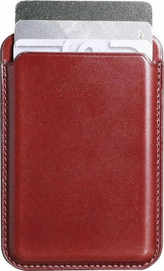 iCarer MagSafe Θήκη Καρτών Leather σε Κόκκινο χρώμα