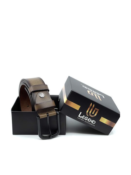 Wide Men's Belt Leather Brown L-101-A COFFEE