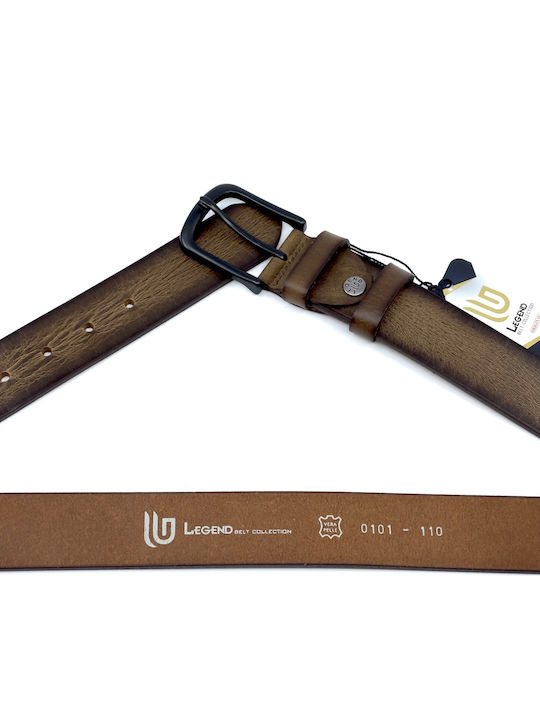 Wide Men's Belt Leather Brown L-101-A COFFEE