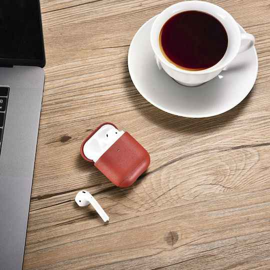 iCarer Nappa Θήκη Δερμάτινη σε Κόκκινο χρώμα για Apple AirPods