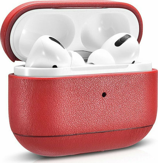 iCarer Nappa Classic Style Θήκη Δερμάτινη σε Κόκκινο χρώμα για Apple AirPods Pro