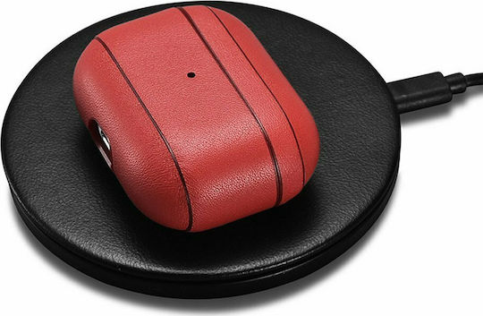 iCarer Nappa Classic Style Θήκη Δερμάτινη σε Κόκκινο χρώμα για Apple AirPods Pro