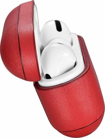 iCarer Nappa Classic Style Θήκη Δερμάτινη σε Κόκκινο χρώμα για Apple AirPods Pro