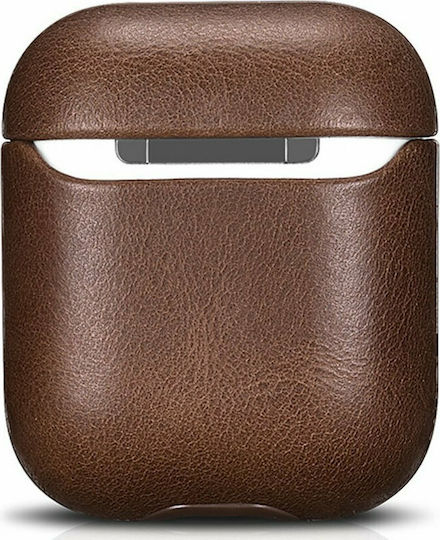 iCarer Crazy Horse Калъф в Кафяв цвят за Apple AirPods 1 / AirPods 2