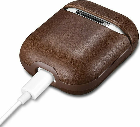 iCarer Crazy Horse Калъф в Кафяв цвят за Apple AirPods 1 / AirPods 2
