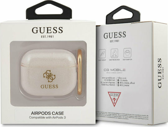 Guess Glitter Collection Silicone Case with Keychain Gold for Apple AirPods 3