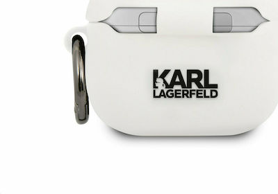 Karl Lagerfeld 21 Rue ST-Guillaume Hülle Silikon mit Haken in Weiß Farbe für Apple AirPods 3