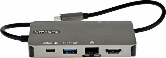 StarTech USB-C Docking Station με HDMI 4K PD Ethernet Γκρι (DKT30CHVPD2)