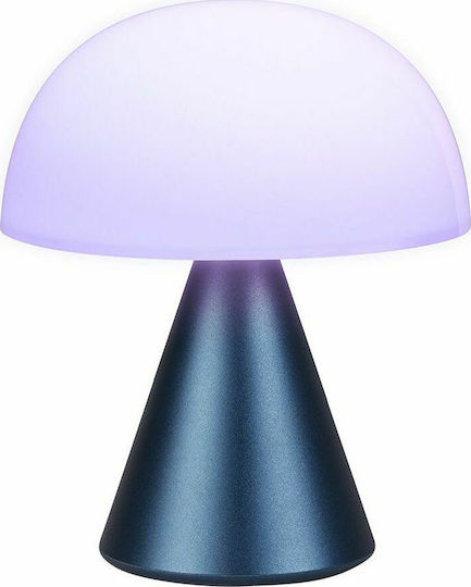 Lexon Mina Metall Tischlampe LED mit Weiß Schirm und Blau Basis
