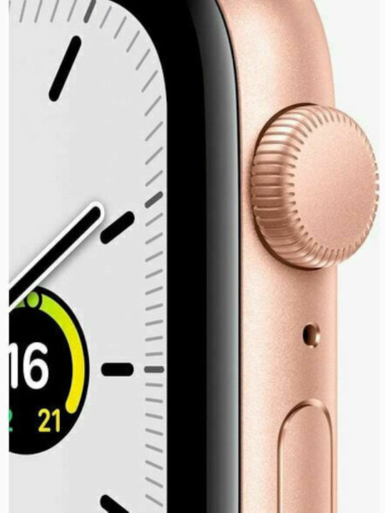 Apple Watch SE Aluminium 44mm Αδιάβροχο με Παλμογράφο (Gold with Starlight Sport Band)