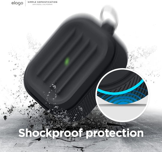 Elago Armor Hang Silicone Case with Keychain Black for Apple AirPods 3