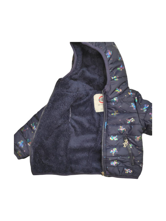 Joyce Kids Quilted Jacket short with Lining & Protection Hood Blue