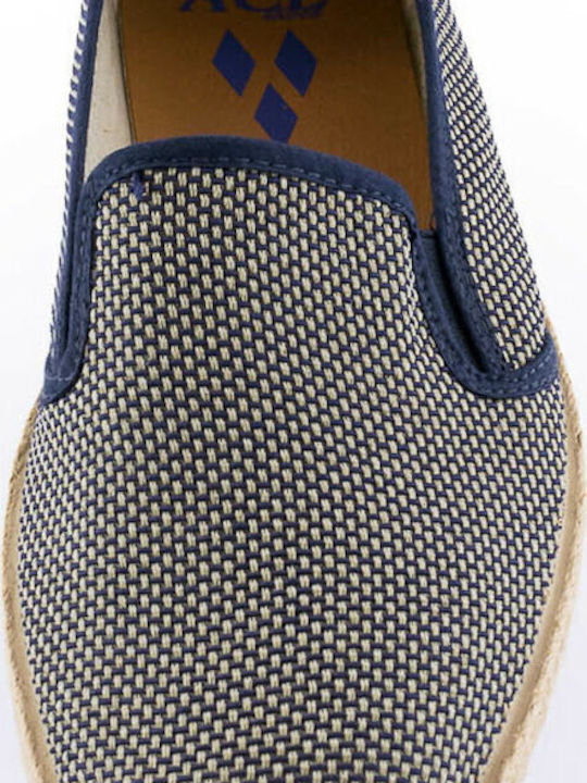 8265 Leather Men's Espadrilles in Blue Color