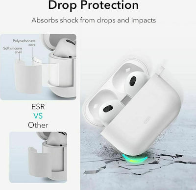 ESR Bounce Hülle Silikon mit Haken in Weiß Farbe für Apple AirPods 3