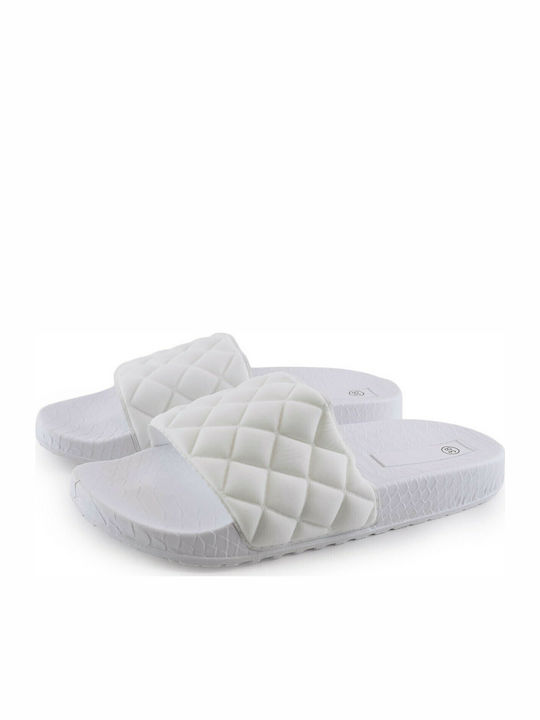 Love4shoes 76GJ Women's Slides White