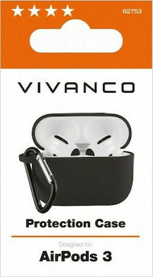 Vivanco Hülle Silikon mit Haken in Schwarz Farbe für Apple AirPods 3