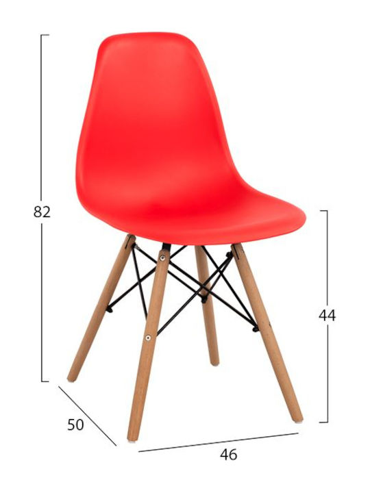 Kitchen Polypropylene Chair Red 46x50x82cm