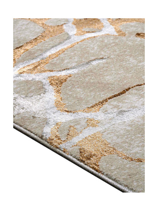 Marble Teppich Rund Beige / Gold