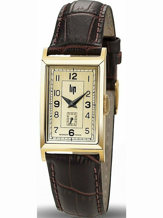 Lip Watches Γυναικείο Ρολόι 39mm Μπαταρίας με Καφέ Δερμάτινο Λουράκι