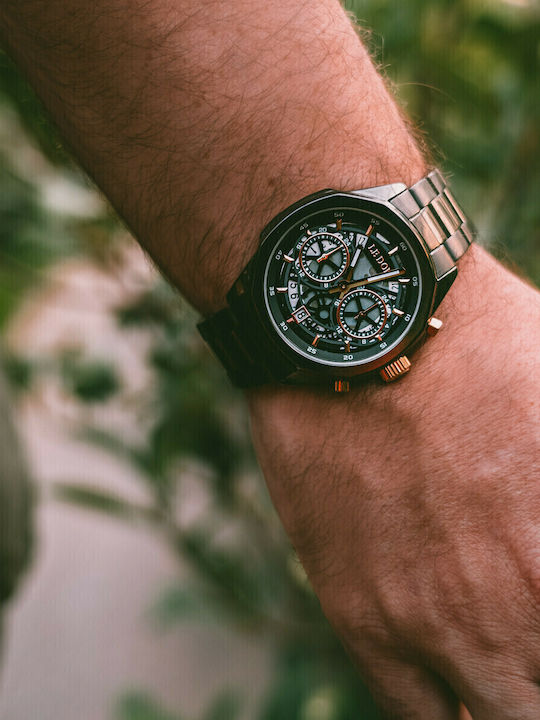 Le Dom Skeleton Γυναικείο Ρολόι 42mm Μπαταρίας με Μαύρο Μεταλλικό Μπρασελέ