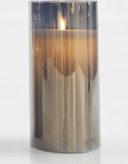Eurolamp Christmas Glass Grey Battery Candle 15x7.5cm