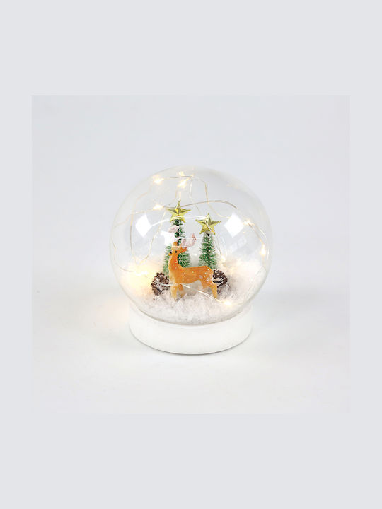 Christmas Snowball Illuminated with Reindeer 12x12x12cm Tarandos Glass 12cm