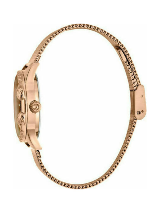 Just Cavalli Giro Crystals Watch with Pink Gold Metal Bracelet