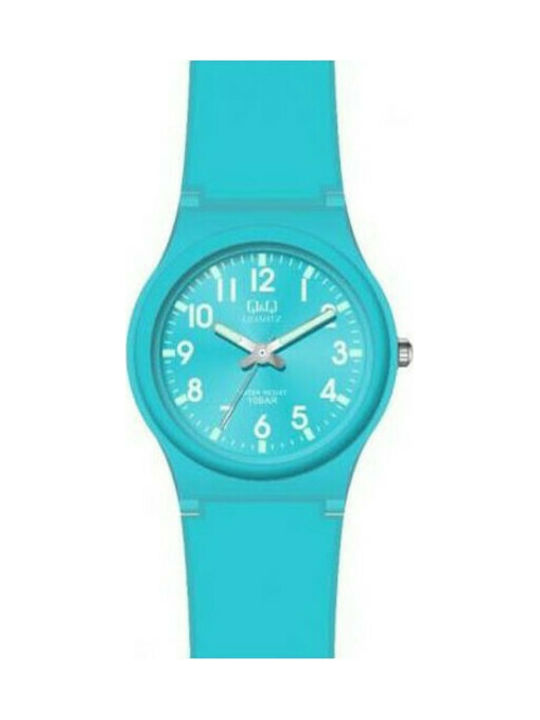 Q&Q Watch with Turquoise Rubber Strap