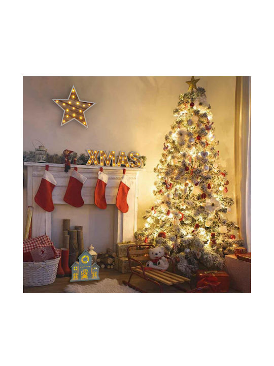 Lucas Christmas Illuminated Decorative Wooden House White with Battery 20x20x8cm.