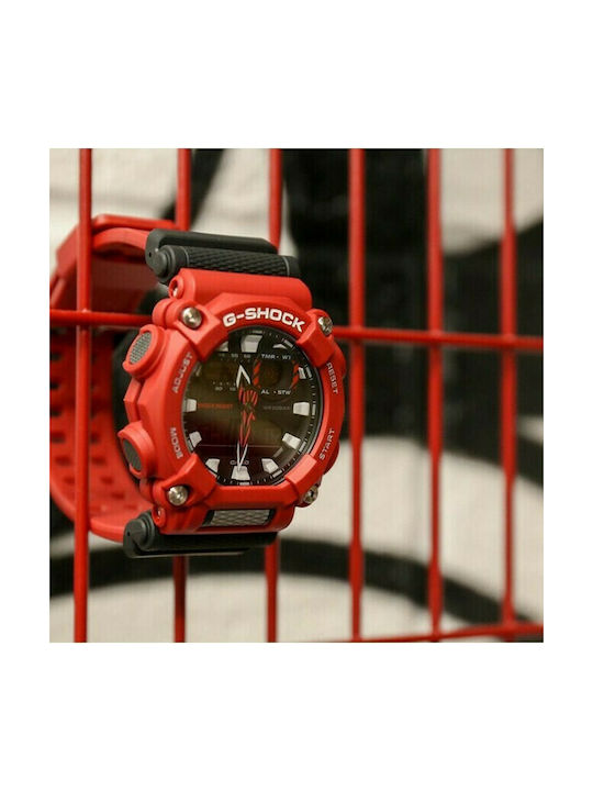 Casio G-shock Uhr Chronograph Batterie mit Rot Kautschukarmband