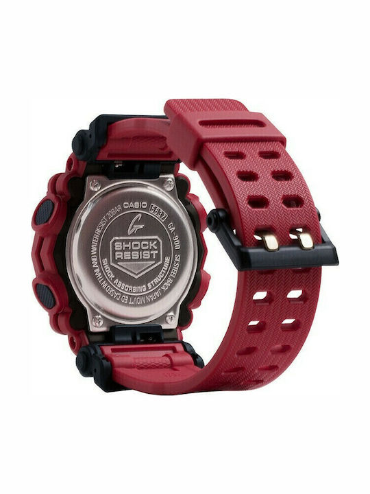 Casio G-shock Men's Watch 49mm Chronograph Battery with Red Rubber Strap