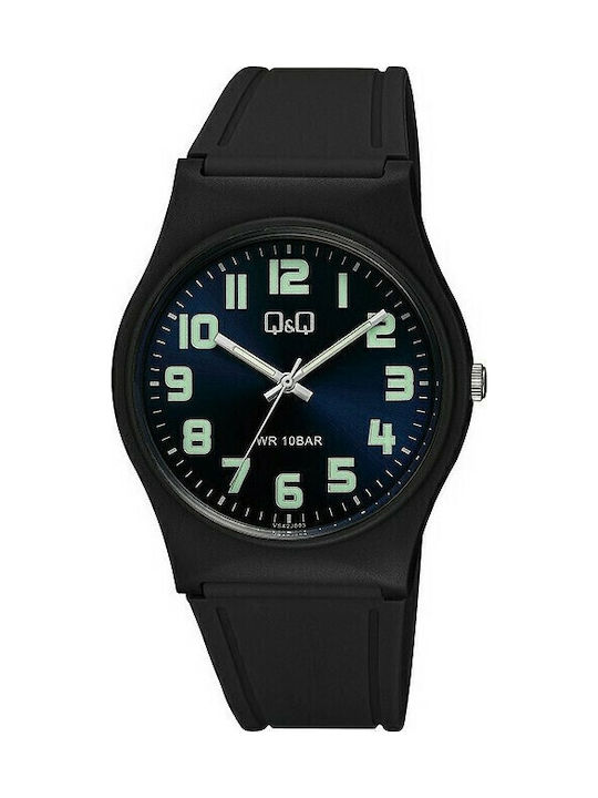 Q&Q Herrenuhr 40mm Batterie mit Schwarz Kautschukarmband