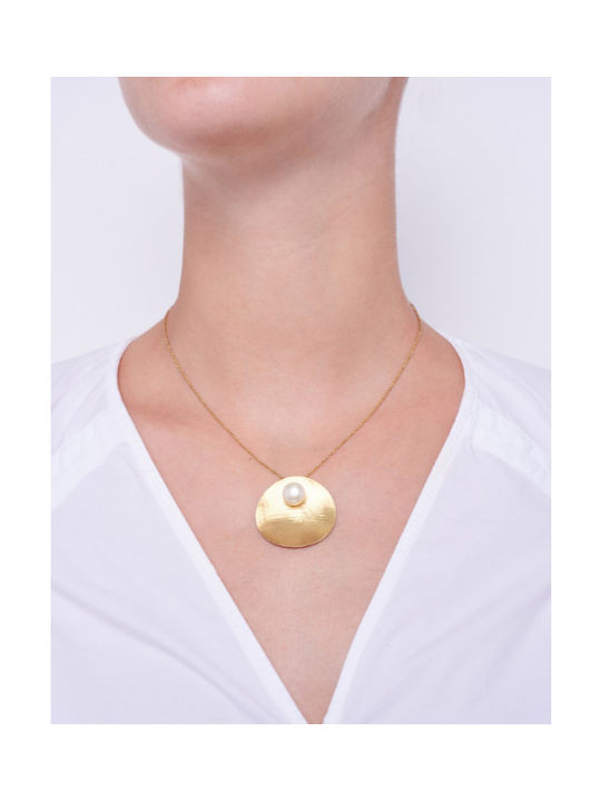 Vogue Flower Series Necklace from Gold Plated Silver with Pearls