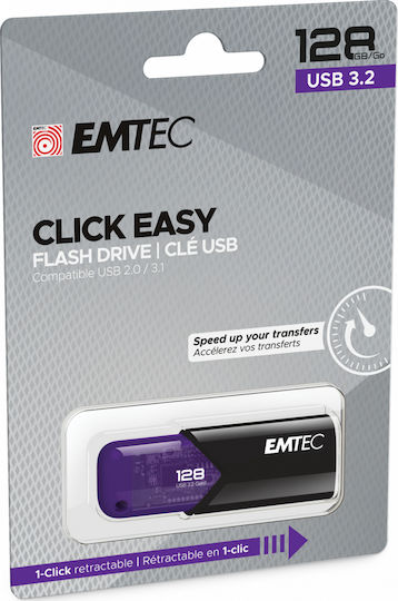 Emtec Click Easy 128GB USB 3.2 Stick Μωβ