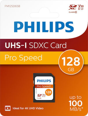 Philips SD-Karten SDXC 128GB Klasse 10 U3 V30 A1 UHS-I mit Adapter