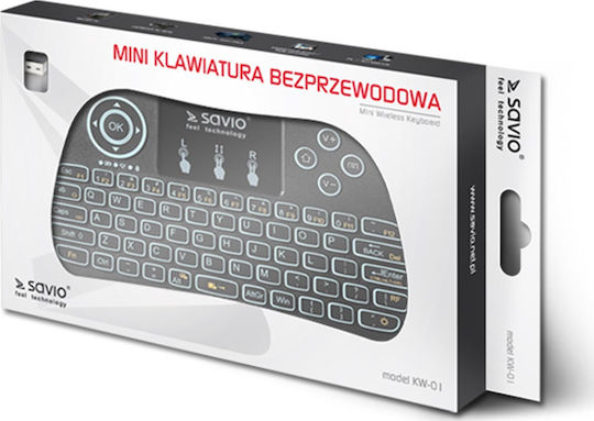 Savio KW-01 Ασύρματο Πληκτρολόγιο με Touchpad Αγγλικό US