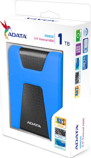 Adata DashDrive Durable HD650 USB 3.1 External 2.5" HDD 1TB Blue