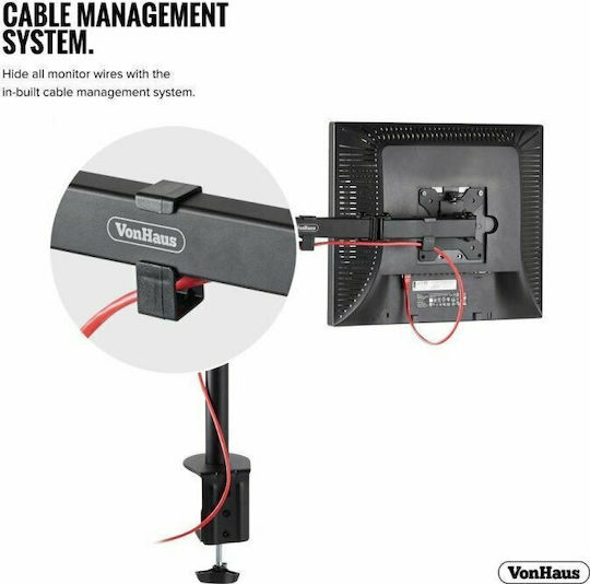 VonHaus Computer Monitor Ständer Bildschirm bis 32" mit Arm Schwarz (3005115)