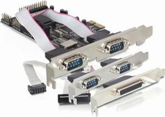 DeLock Κάρτα PCIe σε 5 θύρες DB25 Parallel / RS232 DB9 Serial