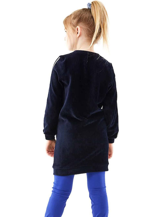 Children's Dress Long Sleeve Velvet Blue