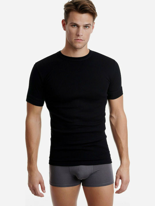 Men's Undershirts Short-sleeved in Black Color 2Pack