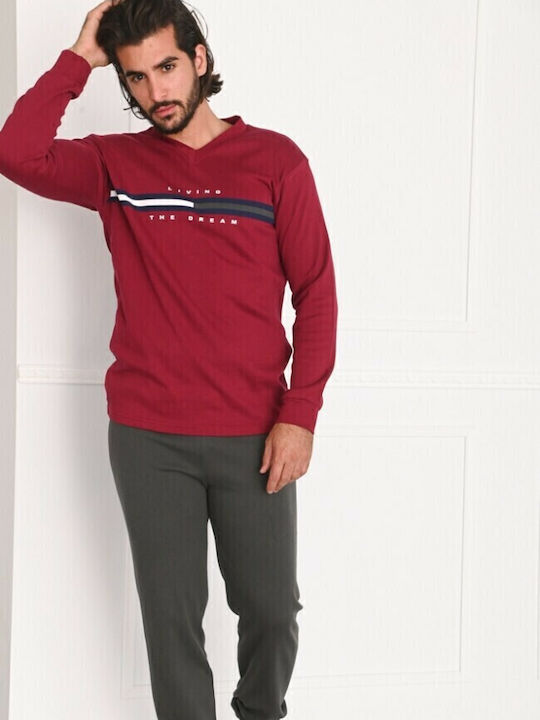 Nina Club -21 Men's Winter Pajamas Set Burgundy