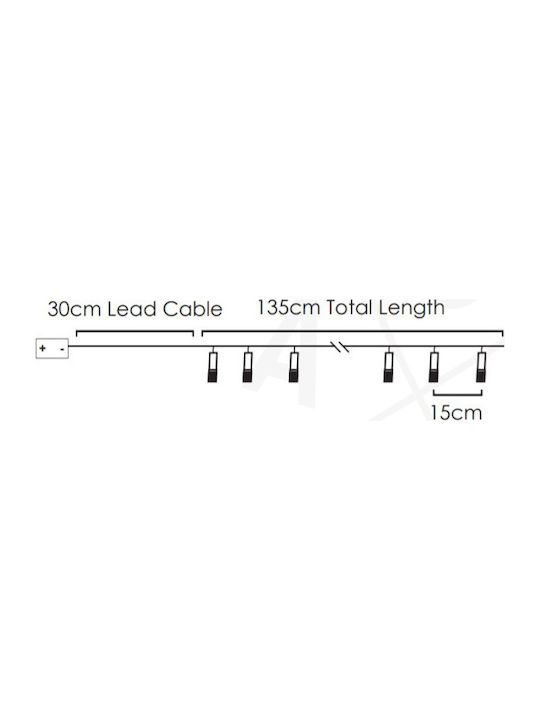 10 Light Bulb LED 1.65μ Warm White Battery In String with Transparent Cable Ανανάς Aca