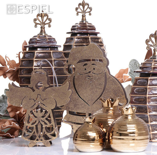 Espiel Christmas Wooden Figure Cherub Gold Height 21.5cm