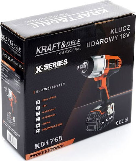 Kraft & Dele 20V X-Series Impact Wrench Battery 18V Solo with Socket 1/2"