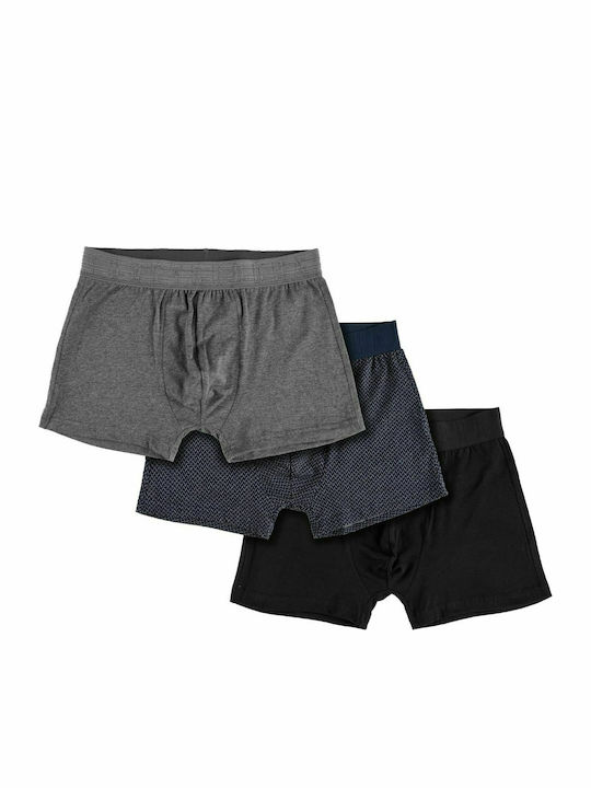 Funky Buddha Men's Boxers Grey / Blue with Patterns 3Pack