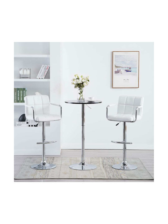 Stool Bar with Back & Adjustable Height White 2pcs 46x49x93-113cm