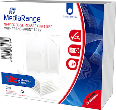 MediaRange CD Box για 1 Δίσκο με Διάφανη Πρόσοψη σε Λευκό Χρώμα 10τμχ